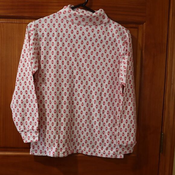 Opportunities Vintage 90s Red White Floral Turtleneck Long Sleeve Top Medium - Picture 4 of 11